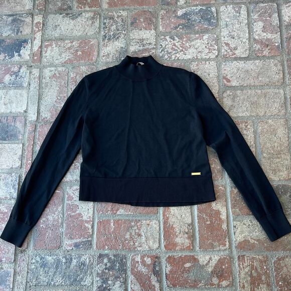 Sweaty Betty Black Knit Top Sweater Mock Neck Sweatshirt Size S - Picture 1 of 3